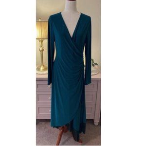 Asymmetrical Long Sleeve Cocktail Dress with Fringe on one side